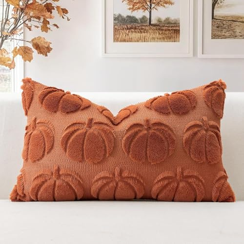 Lonnalee Kissenbezug Kürbis Herbstmotiv, Herbst Kissenbezüge Kissenhülle Herbstliche, Modern Herbstdeko Innen Aesthetic Zimmer Deko, Herbstdeko Pumpkin Kissen,Herbstkissen für Halloween (30X50CM)