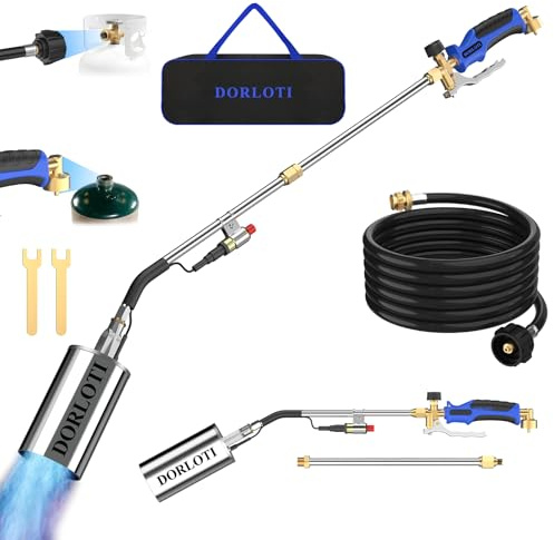 Propane Torch Weed Burner Kit, High Output with Long/Short Mode & Storage Bag,12.5FT Hose Heavy Duty Blow Torch Flamethrower with Self Igniter and Turbo Trigger for Weeding,Roofing,Melting Ice,BBQ