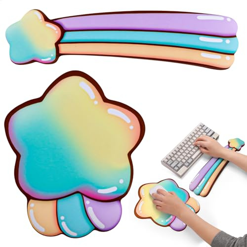 Ergonomisches Mauspad, Handauflage Tastatur Set mit Memory Schaum & rutschfestem PU, 3-in-1 Wrist Rest für Büro, Homeoffice und Gaming, Größe Mauspad 20x24cm Tastaturauflage 36x9cm