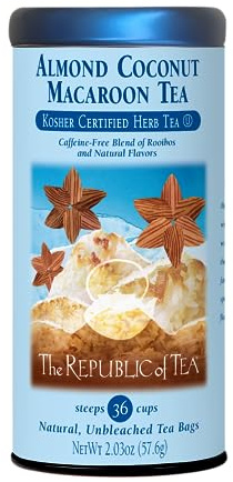 The Republic of Tea Almond Coconut Macaroon Red Rooibos Herbal Tea, 36 Tea Bag Tin