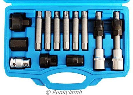 13 Pc Alternator Freewheel Pulley Removal Socket Bit Set Garage Service Tool Kit