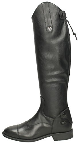 QHP Stivali da equitazione da donna Birgit in pelle/sintetico larghezza polpaccio, Nero , 40 EU Larga