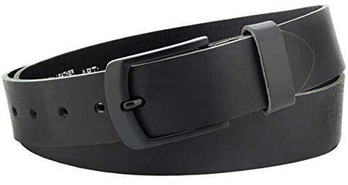 Vascavi Ledergürtel aus Büffelleder, Made in Germany, schwarz, ca. 40mm breit und ca. 3-4mm stark, kürzbar, Gürtel, Vollledergürtel, Jeansgürtel, Herrengürtel, Damengürtel, (85 cm Gesamtlänge 95 cm)