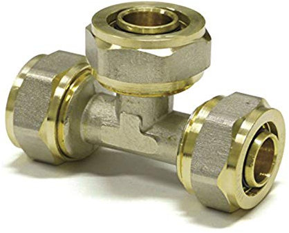 Tee PEX-AL-PEX 16 mm x 16 mm x 16 mm Brass Compression Fittings Compression Fit (2)