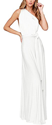 Vestido elegante de dama de honor para mujer multifuncional con escote en V, espalda descubierta, vestido de fiesta sin mangas, hombros descubiertos, largo hasta el suelo, vestido de cóctel, vestido