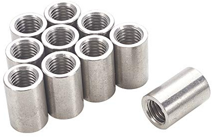 MroMax M14 x 20 x 30 mm Gewinde, runde Verbindungsmuttern aus Edelstahl 304, silberfarben, 10 Stück