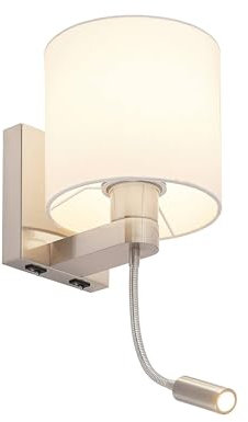 Wall Light 'Brinja' in White Made of Textile for e.g. Living Room & Dining Room (1 Light Source, E27) from Lucande | Wall Lighting, Wall lamp