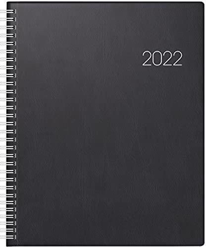 BRUNNEN 1076101902 Buchkalender Manager Wt 7 - weektimer, 2 Seiten = 1 Woche, 21 x 26 cm, Kunststoff-Einband schwarz, Kalendarium 2022, Wire-O-Bindung