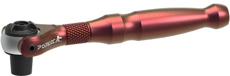 POPLOCK Mini cricchetto a 90 denti con testa girevole e punta esagonale, 6,35 mm, in alluminio, reversibile, 250 gradi, a sgancio rapido, cricchetto girevole (rosso)