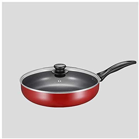 Padella Padella antiaderente, padella con fili con bistecca con coperchio Pan 28 cm stufa a gas speciali Pentola di cottura speciale per flame aperto omelette Pan Pancake Pan (rosso) Padella Antiadere