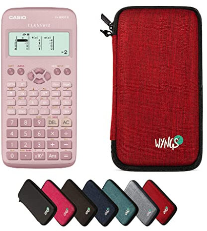 Casio fx-83GT X Pink inkl. WYNGS Schutztasche Rot - Wissenschaftlicher Taschenrechner - Basic Set