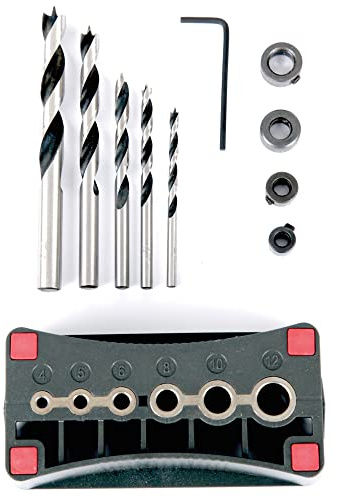 Holzbohrer Set 11-teilig - Spiralbohrer (4-10mm) - inkl. Bohrschablone Holzspiralbohrer mit Zentrierspitze