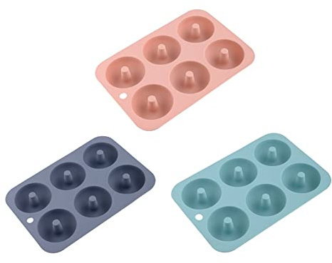 XAMIO Stampo Per Ciambelle 3pcs, 6-Cavità Antiaderenti Silicone Donuts Pan, Teglia Da Forno Di Bakeware Per Ciambelle Donuts Dolci E Salate