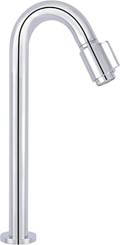 Saqu Essential 2.0 Kaltwasserhahn Gäste WC - 30 cm Hoher Waschtischarmatur - Messing - Mit Rosetten - Chrom - Waschbecken - Armatur