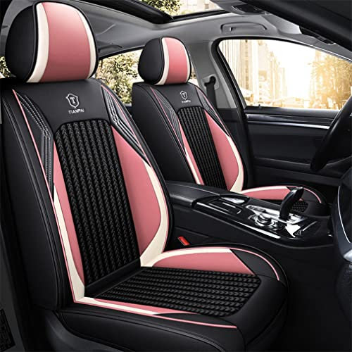 Muchkey Autositzbezüge für Skoda Fabia 5 Sitze Autos Vorn und Hinten Sitzbezüge Auto Zubehör Innenraum Komplettset Kompatibel Mit Airbag (MH101-Rosa