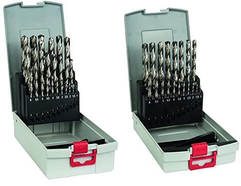 Bosch Professional Set da 25 Pezzi di punte per metallo HSS-G ProBox, rettificate, accessorio per trapano avvitatore e trapano a colonna & Professional Set Da 19 Pezzi Di Punte