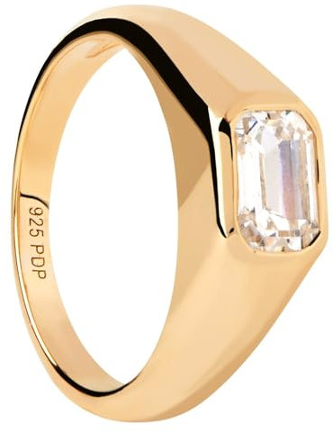 P D Paola Damenring Octagon Shimmer Siegelring Silber vergoldet AN01-985-10 Ringgröße 50/15,9
