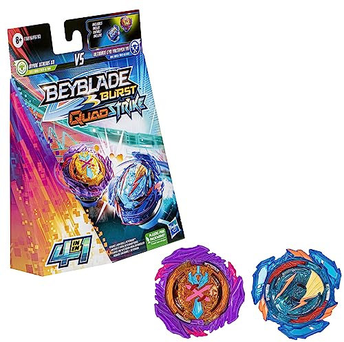 Beyblade Burst QuadStrike Ultimate Evo Valtryek V8 und Divine Xcalius X8 Kreisel Doppelpack, Battle Kreisel Spielzeug