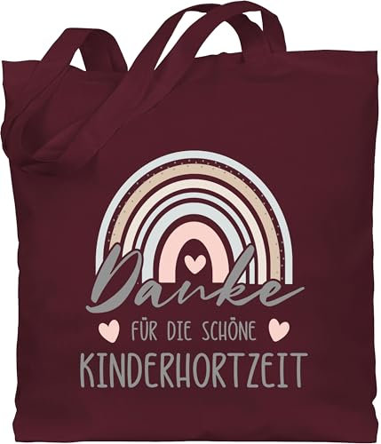 Shirtracer Baumwolltasche - Erzieher - Taschen - Danke für die schöne Kinderhortzeit Boho Regenbogen - Unisize - Bordeauxrot - abschiedsgeschenk erzieherin kita tasche geschenk kindergärtnerin