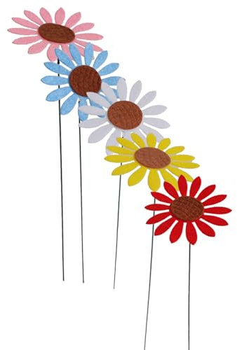 Lot de 5 pics à plantes en fil de fer flexible pour jardin - Bâtons de fleurs de jardin en métal pour jardinage