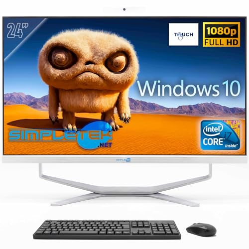 SIMPLETEK - PC Desktop ALL in ONE 24 Full HD Touchscreen | Core i7 8GB RAM SSD 240GB | Windows 10 | Webcam integrata HDMI