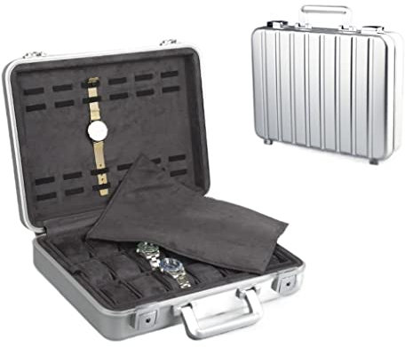 REEKOS Uhren Aufbewahrungsbox Uhrenbox Uhrenschatulle Aluminium-Uhrentragetasche, Tragbare Uhrenbox, Schmuckschatulle Mit Schloss, Ausstellungsbox, Große Kapazität Uhrenkasten Uhrenkoffer (Color : B)