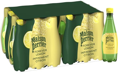 Maison Perrier Forever Agua con Gas Limón 24x50cl | Agua con gas limón en botella formato grande, bebida refrescante ligera ideal para consumo diario con sabor cítrico