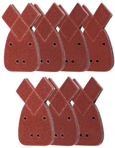 Funnytek 70PCS Mouse Sander Pads (10 x 60/80/120/180/240/320/400 Grits) | Hook and Loop, Aluminium Oxide Grain, Sanding Sheets with Extra 2 Tips, 4-Hole Dust Extraction for Wood, Metal & Paint