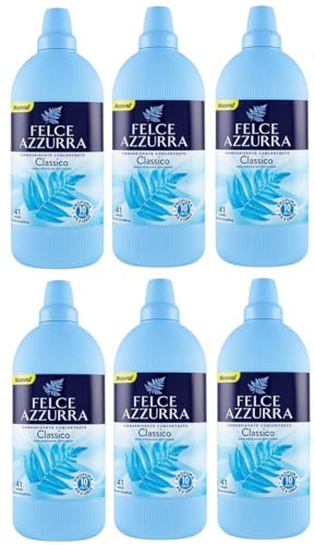 6 x Felce Azzurra Weichspülerkonzentrat, klassischer Duft, weiche Kleidungsstücke, 41 Waschgänge, 1025 ml