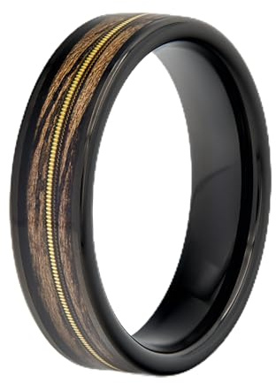 fablano Gitarren Ringe aus Holz (Schwarz - Grau, 64 (20.4mm))