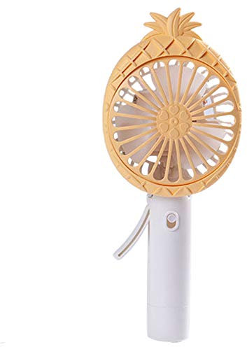 iFutniew Folding Fan Pineapple Head Fan USB Rechargeable Mini Desktop Outdoor Hanging Neck Pocket Small Fan Yellow