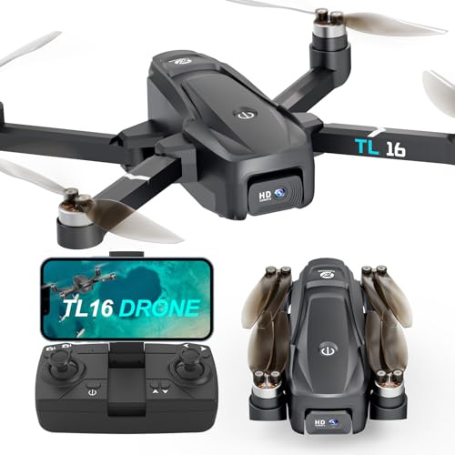 Drone avec Caméra Moteur Brushless Drones pour Adultes Débutants Motorisé Ajustable 2 Cameras FPV RC Quadcopters Pliable 1080P UAV APP Control 3D Flips Jouets Sac de Transport gris