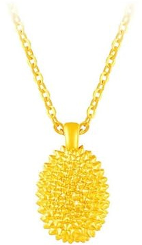 Epinki Echt Goldschmuck, 24 Karat 999 Gold Halskette, Durianfrucht Shape Anhänger Kette, 18K Gold Damenkette
