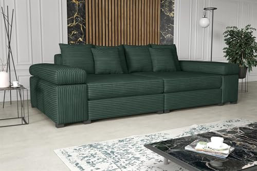 Fun Möbel Big Sofa Couchgarnitur Megasofa Riesensofa Arezzo in Stoff Tilia (Flaschengrün)