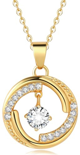Honivy Non Tarnish Gold Necklace for Women, 18K Gold Plated Chunky Circle Pendant, Hypoallergenic & Waterproof Jewelry, Trendy Circle Pendant Necklace, Anniversary Birthday Mother's Day Present Wife Mom