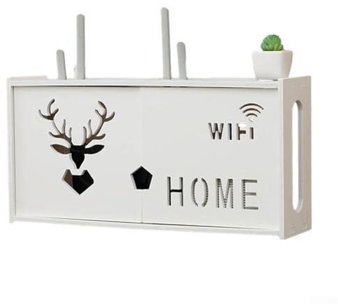 Hasaller Wifi Router Storage Boxes Wireless Router Rack Living Room Wall-Mounted WiFi Storage Box Wall Decoration WiFi Storage Box for Storing Routers TV Box Accessories(A)