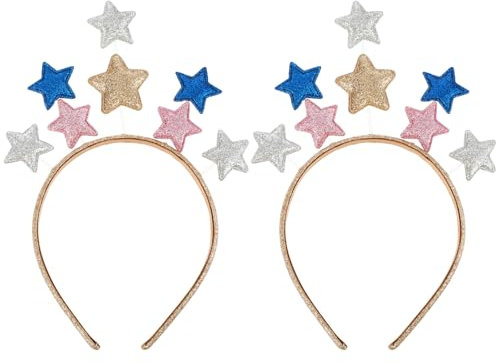 2 Stück Glitzerstern-Stirnband,Weihnachten Sterne Haarreifen,Stern Haar Hoop Stirnband,Pailletten Haarbänder mit Sternen,Party Sterne Haarschmuck,für Karneval Weihnachten Geburtstag Neujahr Party