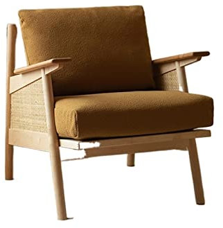 HCZKIUJY Stühle Liegestuhl Stil Massivholz Sofa Stuhl Retro Wohnzimmer Massivholz Einzelsofa Freizeit Armlehne Rattan Stuhl