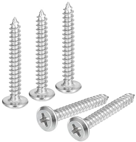 sourcing map Tornillos Tirafondos Autorroscantes Phillips de Cabeza Plana M4 x 30 mm, Tornillería de Acero Inoxidable 304, Plateados, Paquete de 25