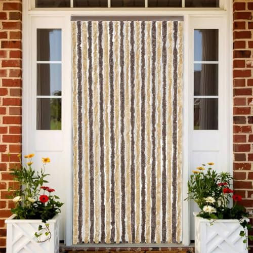 Furniture Select-Fly Vorhang aus Chenille, 90 x 220 cm, Dunkelbraun und Beige