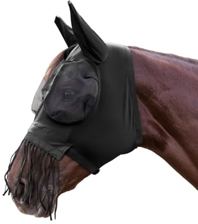 Waldhausen Maschera per mosche con frangia nasale, colore nero, frangia