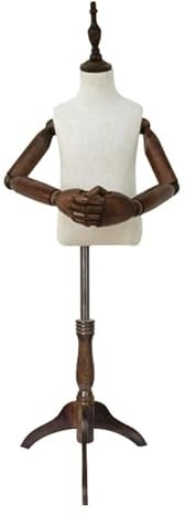 SHANYAYALI Weibliche Schaufensterpuppe Körper Torso Kleid Form Stativ Ständer verstellbar Kind cremeweiß mit Armen Kleidung Display 2/4/6/8 Jahre (B)