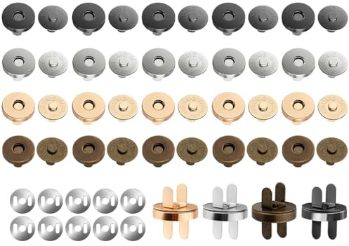 Anlising Botones Magneticos Imanes, 40PCS 18MM DIY Cierre Magnético, Cierres de Botón Metal, Broches de Iman, Cierres Magnéticos a Presión, para Billetera, Bolso, Abrigo, Mochila (4 Colores)