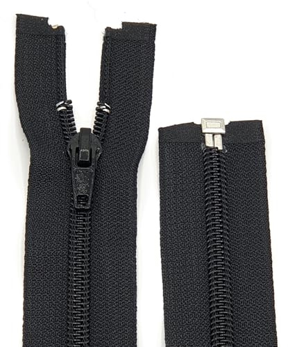 Kunststoff Spirale Reißverschluss 6mm / 1- Weg teilbar / 60-65-70-75-80-85-90 cm (580 Schwarz, 75 cm)