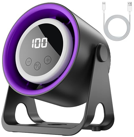 Evoliq Kleiner Tischventilator, 3-in-1-Wandmontierter Elektroventilator mit Touch-Steuerung und USB-Stromversorgung, einstellbarer 105°-Neigung, 23-dB Ventilator für Wohnzimmer, Büro, Camping, Reise
