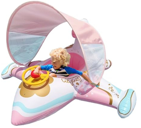 Inflatable Pool Float | Inflatable ride on Pool-Toys | 6.93 Inches Airplane Pool Float | PVC Swimming Ring Lounger, Ergonomic Design For Kids Family, Friends, FUN-WATER Play, Relaxation, Outdoor Use