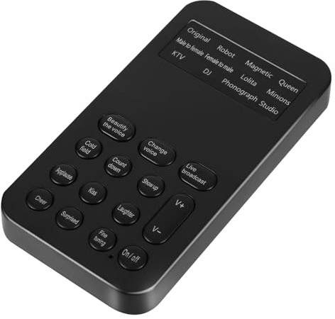 Angoily Mini Carte Son Externe et Modificateur de Voix Portable pour Téléphone et Ordinateur, 8 Effets Sonores, Dc5.00v, Compact et Léger, Usage Karaoké et Diffusion en Direct, Noir