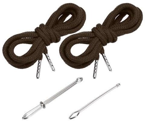 PATIKIL Cordones De 130 cm / 51 Pulgadas 2 Piezas De Cordones De Reemplazo con 2 Piezas De Enhebradores Fáciles para Pantalones Cortos Chaquetas Abrigos Pantalones Deportivos Marrón