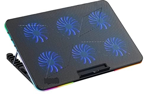 Soporte ergonómico de refrigeración para laptop, almohadilla de refrigeración para laptop, enfriador silencioso para laptop, enfriador de laptop, velocidad de luz RGB, 7 engranajes, ángulo ajustable