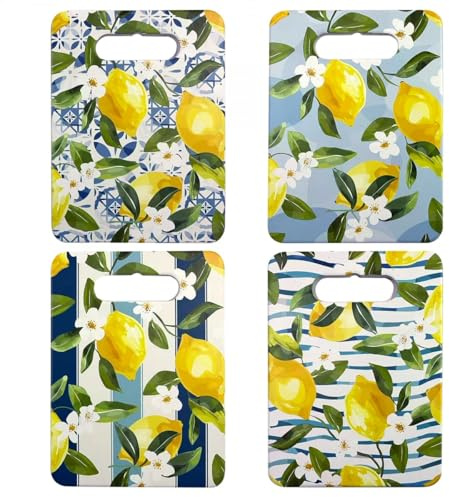 Planche à découper 24cm en Céramique Set de 4 Décoration Citrons Méditerranée
